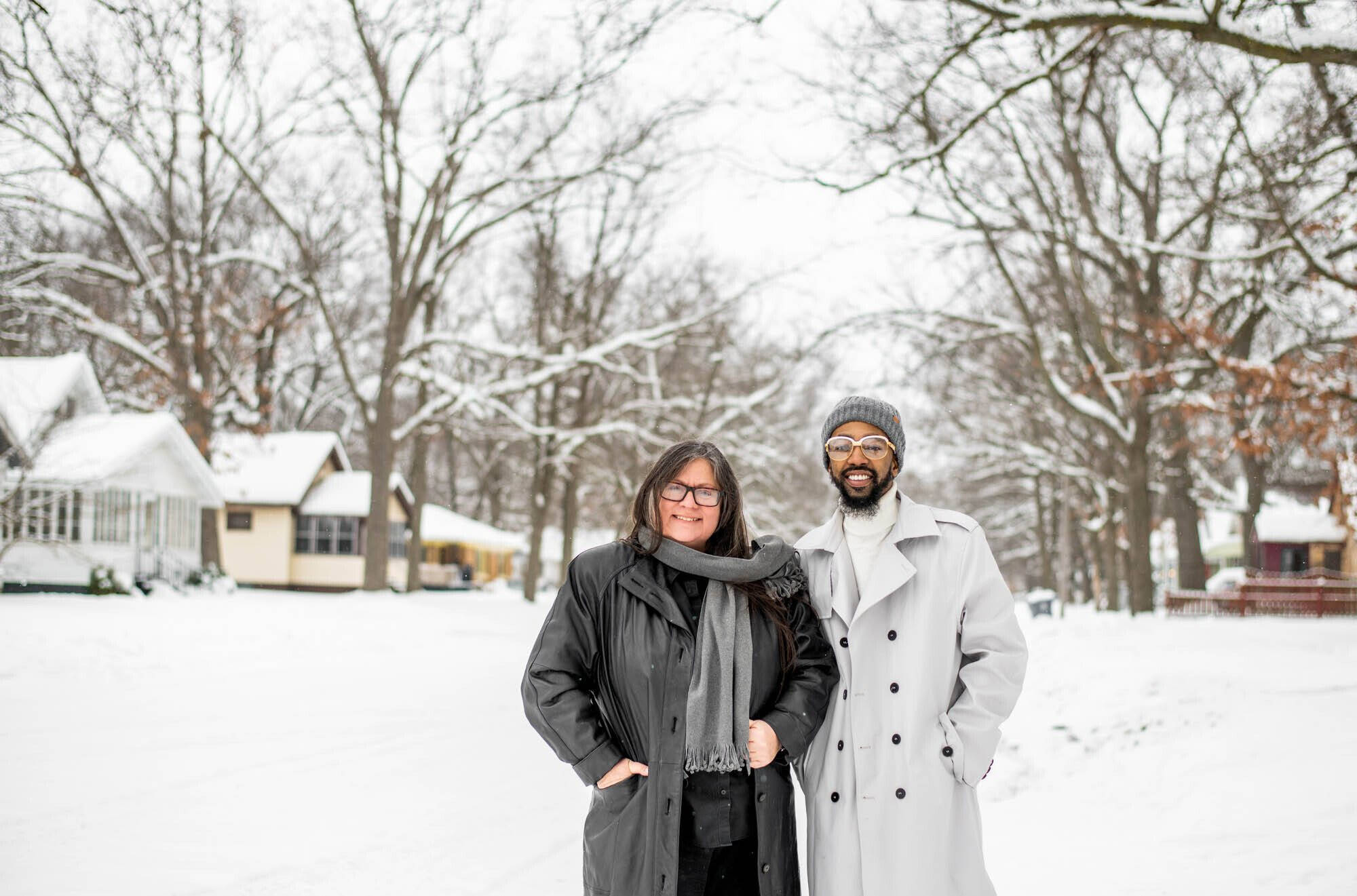 CCD organizers pictured in a snowy Muskegon Heights neighborhood.
